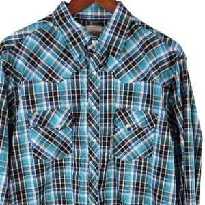 Wrangler‎ Wrancher XL L/S Pearl Snaps Button-Up Black/White Western-Rodeo-Cowboy